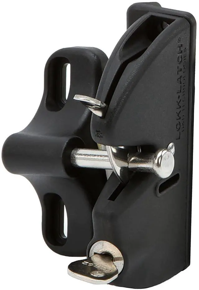 Alt view image 7 of 7 - LokkLatch Keyed Gate Latch, Polymer, Adjustable, Black | Key-Lockable Latch with Stainless Steel Components, 4-9/16 in Gap Range, Fits Wood, Metal and Vinyl Gates
