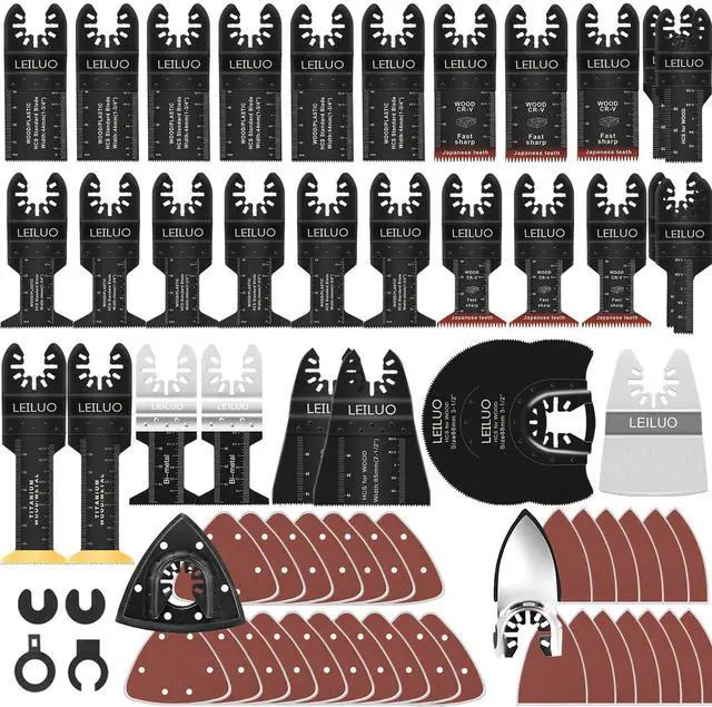 Main image of 158Pcs Multitool Blades Kit, Oscillating Tool Blades & Saw Blades | Multi Tool Blades & Accessories Set, Cut & Sand Wood Metal Nails, Compatible with DeWalt Makita Milwaukee Dremel & More