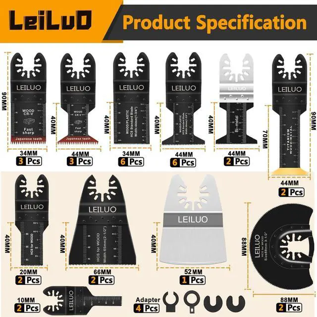 Alt view image 3 of 7 - 158Pcs Multitool Blades Kit, Oscillating Tool Blades & Saw Blades | Multi Tool Blades & Accessories Set, Cut & Sand Wood Metal Nails, Compatible with DeWalt Makita Milwaukee Dremel & More