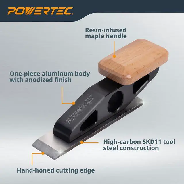 Alt view image 3 of 7 - Chisel Plane with Flat Blade Compact Edge Trimming Tool for Woodworking, Plug Trimming, Joinery Cleanup Includes Wrench (72162)