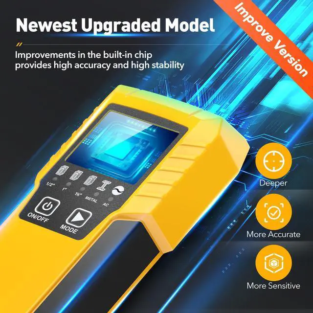 Alt view image 2 of 7 - Stud Finder Wall Scanner Detector with Wood Metal AC Wire Detection | 5 in 1 Beam Finder with LCD Display, Edge and Center Detection for Wood, Metal, Live AC Wire, Drywall, Framing, Pipe & Joists