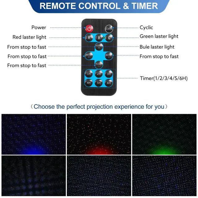 Alt view image 4 of 7 - Outdoor RGB Laser Projector Lights 3 Color Starry Sky Firefly Effect | IP65 Moving Projection Light with Remote for Christmas Halloween Parties, Garden, Yard, New Year Holiday Landscape Decor