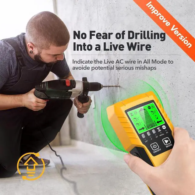 Alt view image 6 of 7 - Stud Finder Wall Scanner Detector with Wood Metal AC Wire Detection | 5 in 1 Beam Finder with LCD Display, Edge and Center Detection for Wood, Metal, Live AC Wire, Drywall, Framing, Pipe & Joists