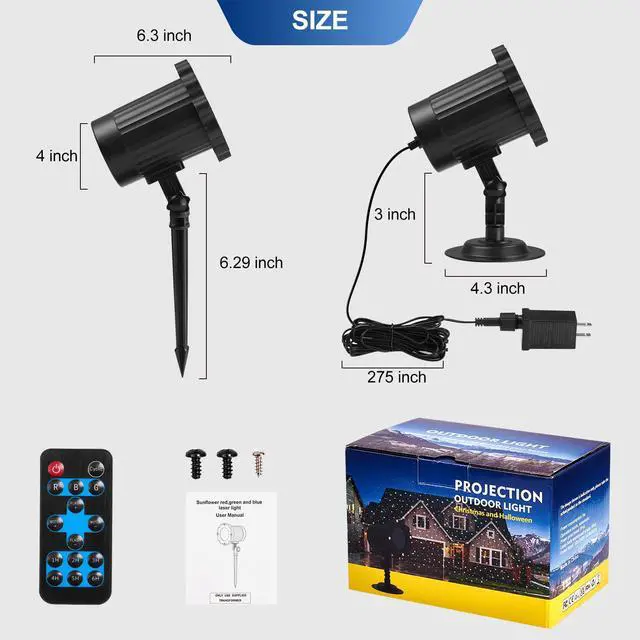 Alt view image 6 of 7 - Outdoor RGB Laser Projector Lights 3 Color Starry Sky Firefly Effect | IP65 Moving Projection Light with Remote for Christmas Halloween Parties, Garden, Yard, New Year Holiday Landscape Decor