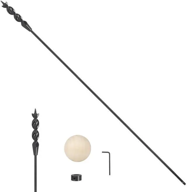 Main image of Flexible Drill Bit for Wire Pulling,3/4 x 54 in. Flex Auger Drill Bit | Guide Ball Kit Included; Black Steel Shaft, Auger Head, Fish-Eye Hole & 3-Flat Shank for Pulling Wires in Walls and Studs