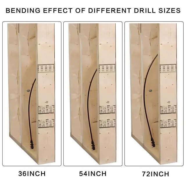 Alt view image 6 of 7 - Flexible Drill Bit for Wire Pulling,3/4 x 54 in. Flex Auger Drill Bit | Guide Ball Kit Included; Black Steel Shaft, Auger Head, Fish-Eye Hole & 3-Flat Shank for Pulling Wires in Walls and Studs