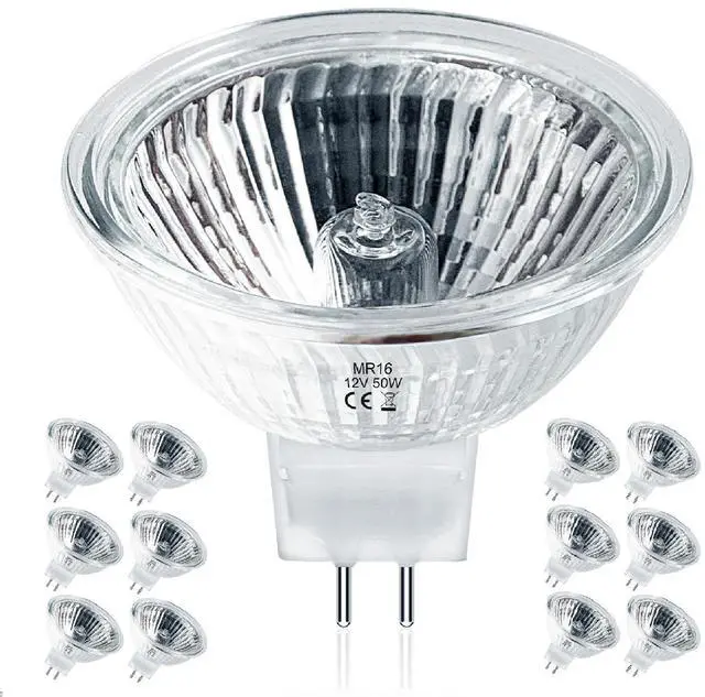 Main image of MR16 Halogen Bulbs 50w 12V GU5.3, MR16 Halogen Light Bulbs 2 Pin, 12 Pack Dimmable Indoor Flood 50w Mr16 Small Light Bulb for Landscape/Track Light Bulbs 2700K Warm White