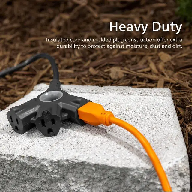 Alt view image 6 of 7 - EZGrip Outdoor Extension Cord with Multiple Outlets, Grounded 3 Prong Cord, Long Extension Cord Indoor with Multiple Outlets, Heavy Duty Extension Cord, 25 Ft, 16 AWG, Black, SPC3253ZB/37-T1