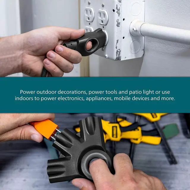 Alt view image 7 of 7 - EZGrip Outdoor Extension Cord with Multiple Outlets, Grounded 3 Prong Cord, Long Extension Cord Indoor with Multiple Outlets, Heavy Duty Extension Cord, 25 Ft, 16 AWG, Black, SPC3253ZB/37-T1
