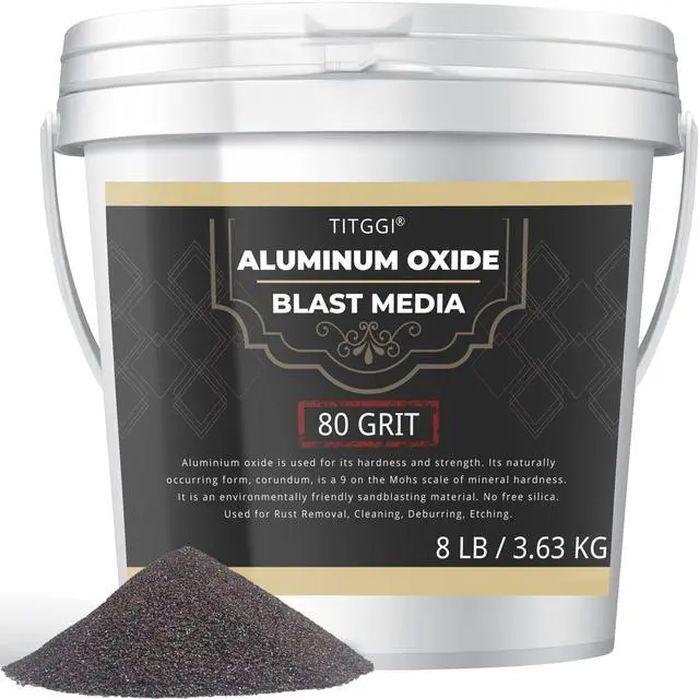 Main image of 80 Grit Aluminum Oxide Blast Media for Sandblasting, 8 lb | Rust and Paint Removal, Mill Scale Removal, Metal Surface Preparation Before Painting, Coating or Refinishing
