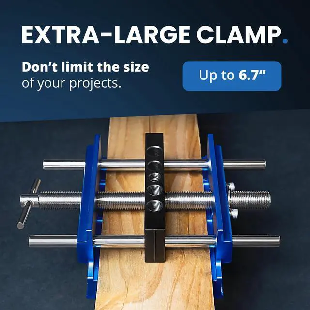 Alt view image 3 of 7 - Self Centering Dowel Jig with Elongated Jaws & Extra Wide Clamp up to 6.7" - Precision Woodworking Made Effortless - Lasting Craftsmanship - Aluminum Alloy Drill with Guide & 6pcs Drill Bushings