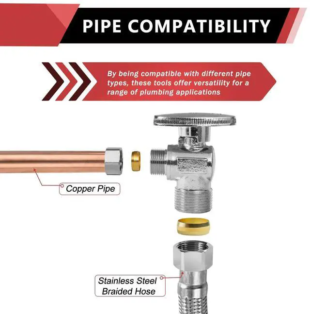 Alt view image 4 of 6 - 10PCS Angle Stop Valve 1/2" Nominal (5/8" OD) Compression x 3/8" OD | 1/4 Turn Water Shutoff Valve,Chrome Plated Brass,UPC Certified-VALVE119(10)