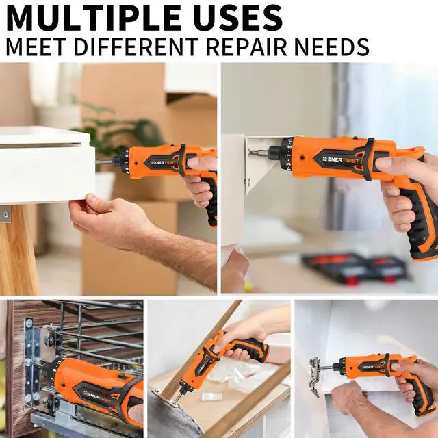 Alt view image 4 of 7 - 8V Cordless Screwdriver, 82 Accessory Kit, Max 10Nm 21+1 Cluth | Rechargeable Electric Screwdriver Set, Safety Lock, Charger in Carrying Case, Ergonomic Dual Position Handle, LED Light