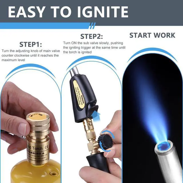 Alt view image 4 of 7 - Propane Torch Hose Kit, Mapp Gas Torch 3600 Soldering Welding Torch | 3.6ft Hose, Push-Button Ignition, Dual Valve Control, Ergonomic Grip, Complete Kit, Professional Grade