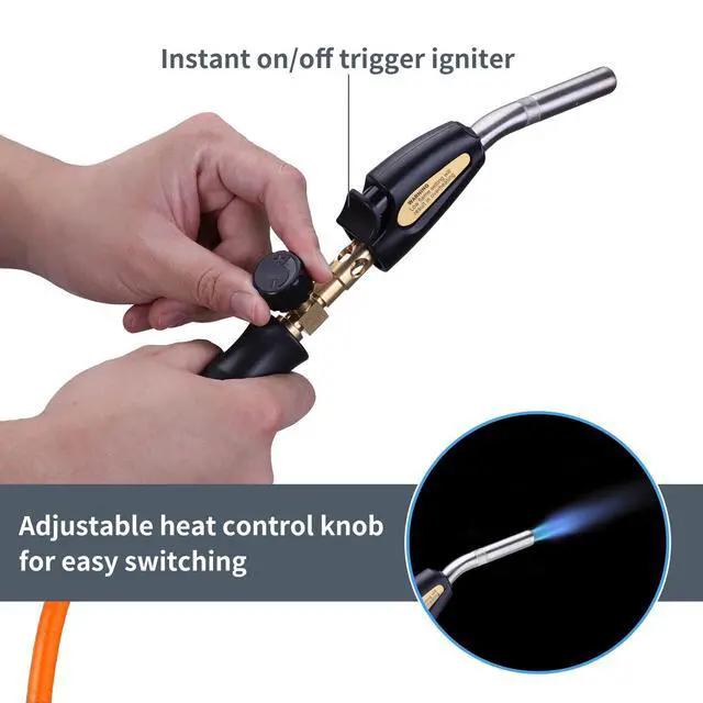 Alt view image 6 of 7 - Propane Torch Hose Kit, Mapp Gas Torch 3600 Soldering Welding Torch | 3.6ft Hose, Push-Button Ignition, Dual Valve Control, Ergonomic Grip, Complete Kit, Professional Grade