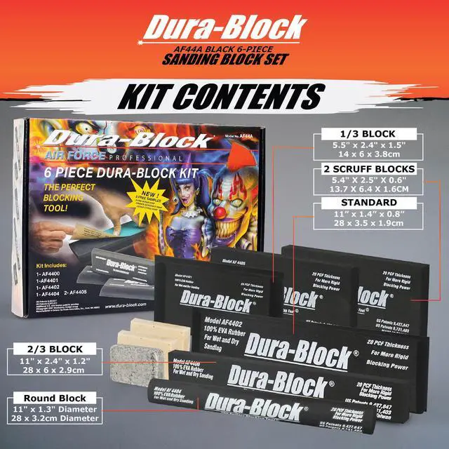 Alt view image 2 of 7 - Set 6pc - Flexible EVA Foam Wet or Dry Autobody Sanding Blocks Kit for Automotive Bodywork