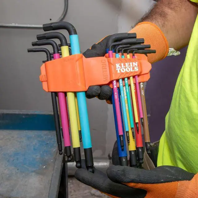 Alt view image 2 of 7 - BLS18 Hex Key Wrench Set, Color Coded, SAE and Metric, Heat-Treated, L-Style, Long Arm and Ball End, 1/16-Inch to 3/8-Inch and 1.5 mm to 10 mm, 18-Piece