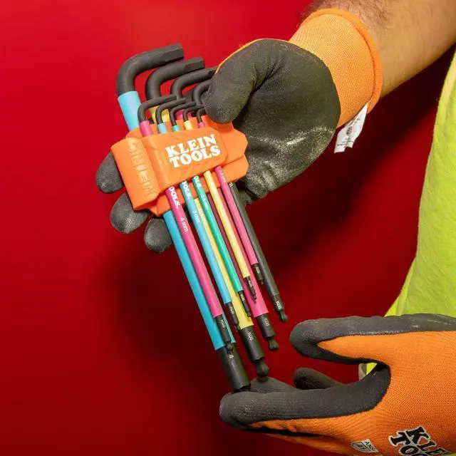 Alt view image 3 of 7 - BLS18 Hex Key Wrench Set, Color Coded, SAE and Metric, Heat-Treated, L-Style, Long Arm and Ball End, 1/16-Inch to 3/8-Inch and 1.5 mm to 10 mm, 18-Piece