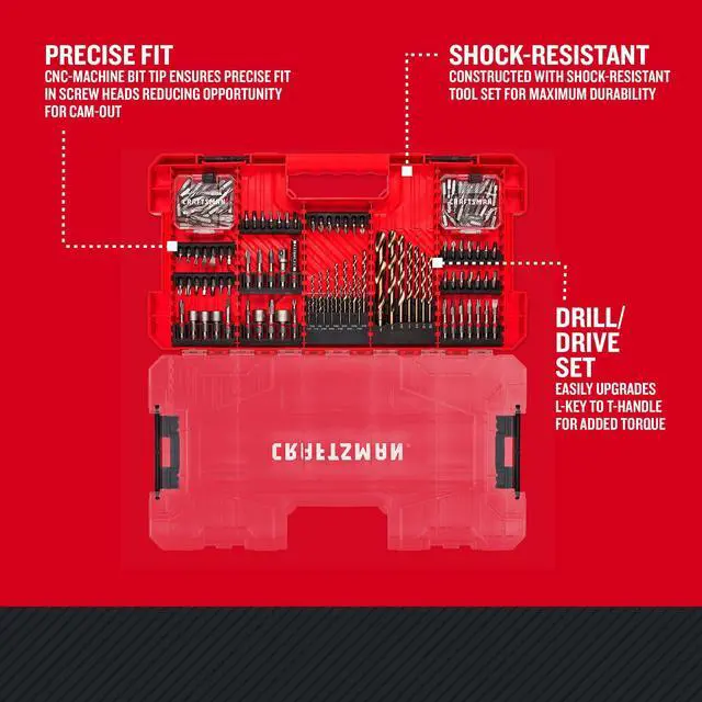 Alt view image 6 of 7 - 140 Pc Impact Driver Bit Set, Steel, Black Oxide Coated Impact Drill Bit Set, Precision Machined Tips (CMAF140SET)