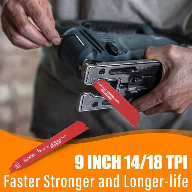 Alt view image 4 of 7 - 25 Pack 9 Inch 14/18 Tpi Reciprocating Saw Blades for Metal Cutting | for Automobile Dismantling, Bi-Metal Sawzall Blades, Dual Tooth Design, with 8% Cobalt, Longer Life & Faster Cutting Speed