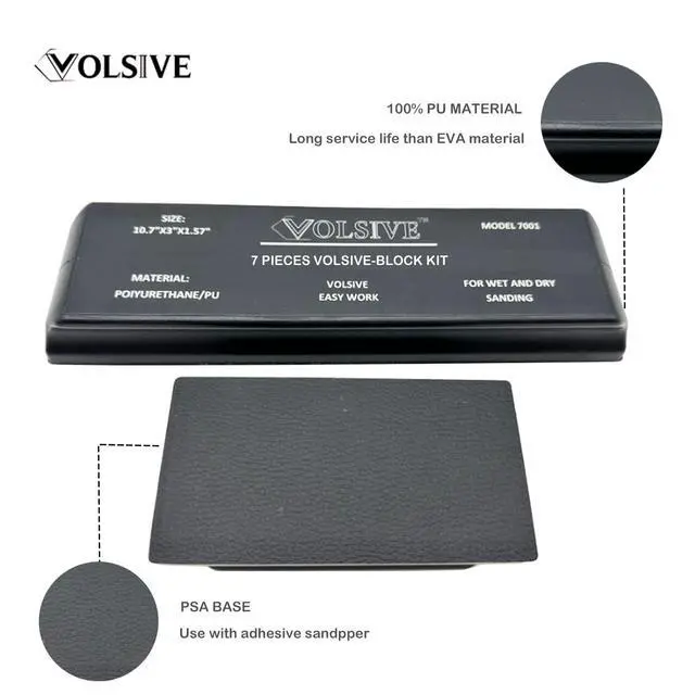 Alt view image 2 of 4 - Hand Sanding Block Set of 7,PSA Base Auto Body Sanding Block Kit with Long Panel Sander,Flexible for Automotive Paint and Woodworking Sand Furniture,Black