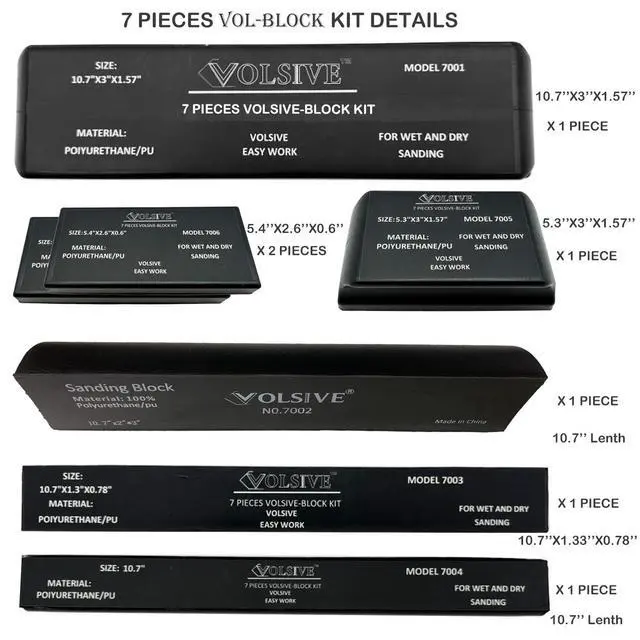 Alt view image 3 of 4 - Hand Sanding Block Set of 7,PSA Base Auto Body Sanding Block Kit with Long Panel Sander,Flexible for Automotive Paint and Woodworking Sand Furniture,Black