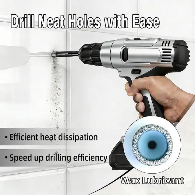 Alt view image 4 of 7 - 7-Piece Dry Diamond Drill Bits & Carbide Tile Drill Bit Set for Tile,Ceramic,Marble,Porcelain,Glass & Granite- 3/16", 1/4" (x2), 5/16", 3/8", 1/2" + 1/4" Masonry Bit