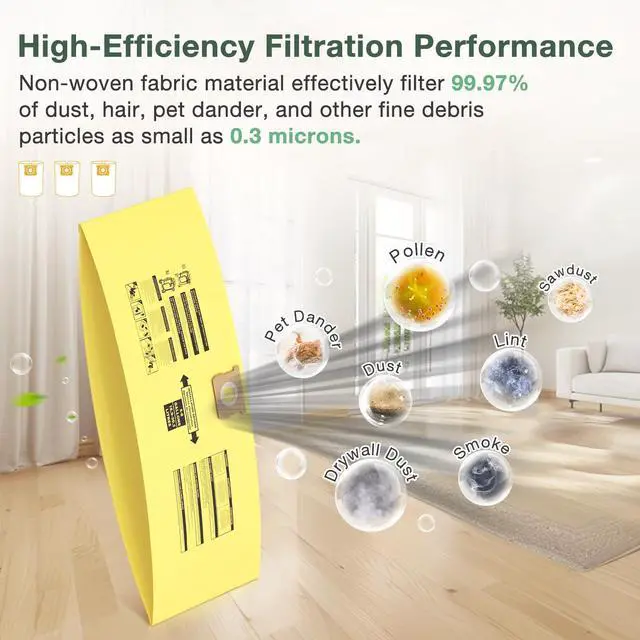 Alt view image 6 of 7 - 15 PCS 5-8 Gallon Wet Dry Vacuum Filter Bags Replacement for Shop Vac Bags | Replace Part Type H #90671 9067100 9067133, Type E #90661 9066100 9066133, VF2004, VHBS VDBSYellow
