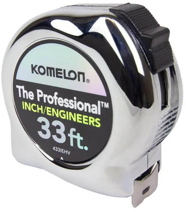 Alt view image 2 of 7 - 433IEHV High-Visibility Professional Tape Measure both Inch and Engineer Scale Printed 33-feet by 1-Inch, Chrome