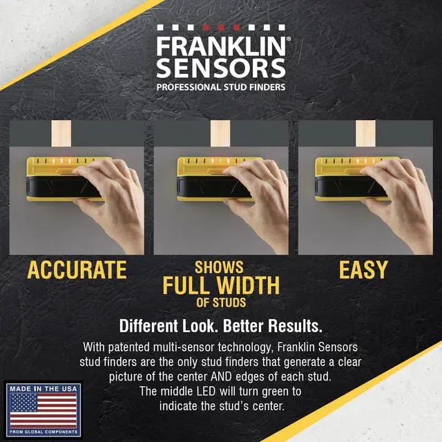 Alt view image 3 of 7 - ProSensor M90 Stud Finder, 9-Sensor Wall Scanner | Wood and Metal Stud Detector, Made in the USA