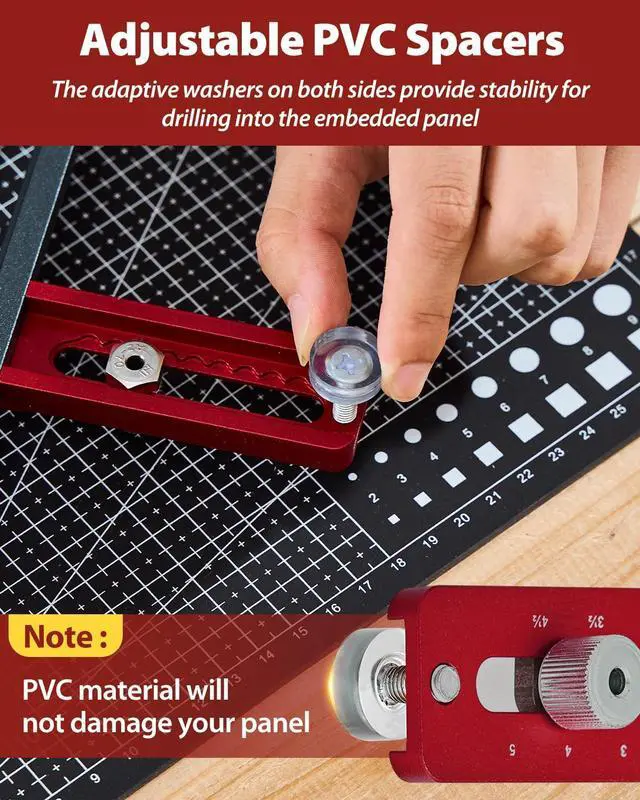 Alt view image 3 of 7 - Cabinet Hardware Jig, Cabinet Handle Doweling Template Tool | Cabinet Handle Jig for Knobs and Pull, Adjustable Self Centering Punch Locator Precise Woodworking Drill Guide