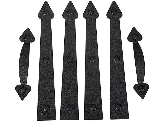 Main image of Magnetic Decorative Garage Door Curb Appeal Faux Hinges Handles Hardware Kit Color Black