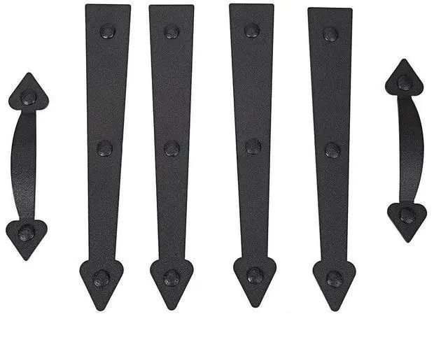 Alt view image 2 of 7 - Magnetic Decorative Garage Door Curb Appeal Faux Hinges Handles Hardware Kit Color Black