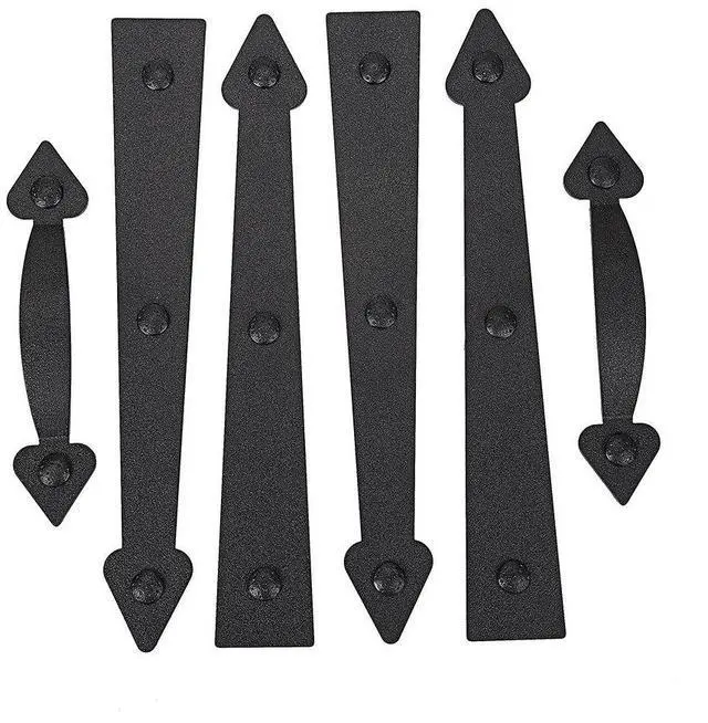 Alt view image 3 of 7 - Magnetic Decorative Garage Door Curb Appeal Faux Hinges Handles Hardware Kit Color Black