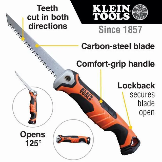 Alt view image 2 of 7 - 31737 Folding Jab Saw / Drywall Hand Saw with Lockback at 180 and 125 Degrees and Tether Hole