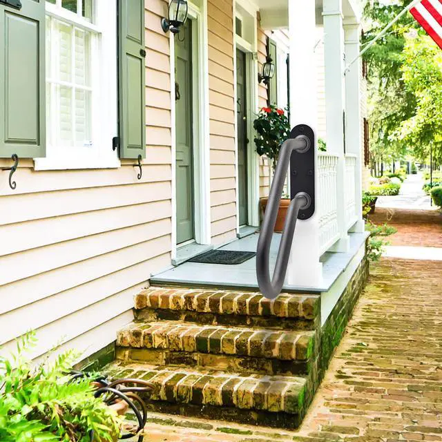 Alt view image 7 of 7 - Heavy Duty Wall Mount Handrails for Indoor Outdoor 1-2 Steps | 1 Pack U-Shaped Non-Slip Grab Bars, Double Full Weld Structure, Stable Safety Railings, Ideal for Porch, Garage, Garden Stair