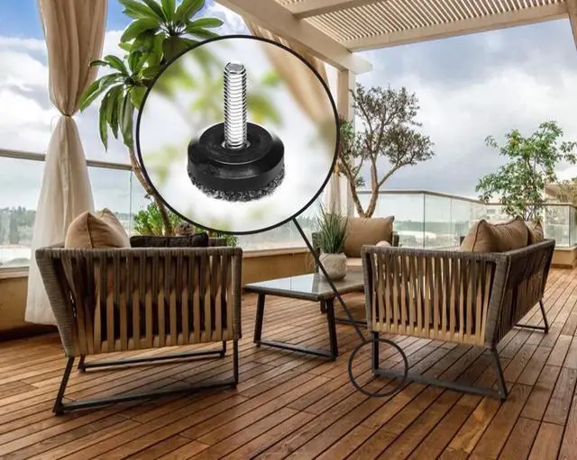 Alt view image 5 of 7 - Gorilla Outdoor Adjustable Furniture Levelers (8 Pack) Weatherproof Screw in Leg Glides for Chairs, Tables, and Outdoor Furniture Feet, 1-1/8 Inch Berber Glide, 5/16-18 BSW Thread