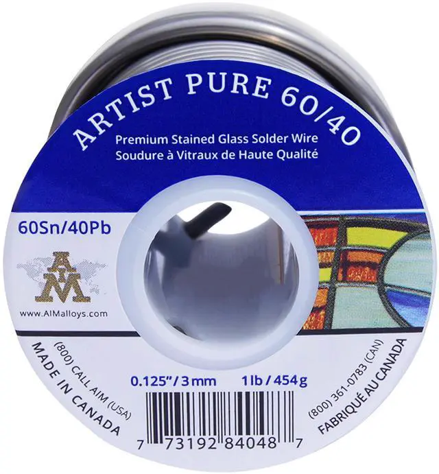 Main image of Artist Pure 60/40 Stained Glass Solder, 0.125inch, 1lb (3mm / 454g)