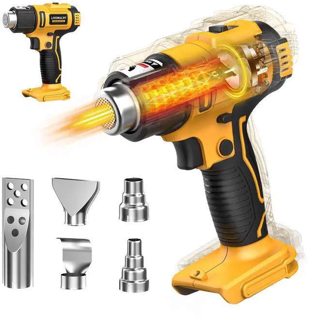 Main image of Cordless Heat Gun Compatible with Dewalt 20v Battery (Tool Only), 350W Fast Heating Soldering Hot Air Gun 122-1022 Variable Temperature Control with 5 Nozzles for DIY Craft, Shrink Tubing