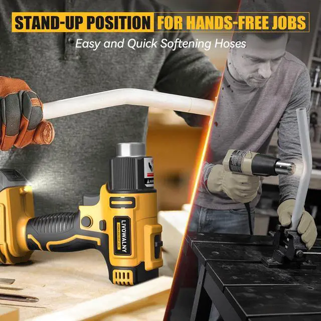 Alt view image 6 of 7 - Cordless Heat Gun Compatible with Dewalt 20v Battery (Tool Only), 350W Fast Heating Soldering Hot Air Gun 122-1022 Variable Temperature Control with 5 Nozzles for DIY Craft, Shrink Tubing