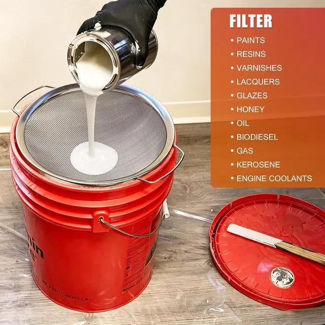 Alt view image 3 of 7 - Fine Mesh Paint Strainer 60 Mesh Stainless Steel Paint Filter Emulsion Honey Funnel Filter Cover Fits 5 Gallon Paint Bucket Filter Tool Insert Strains (1 pc)