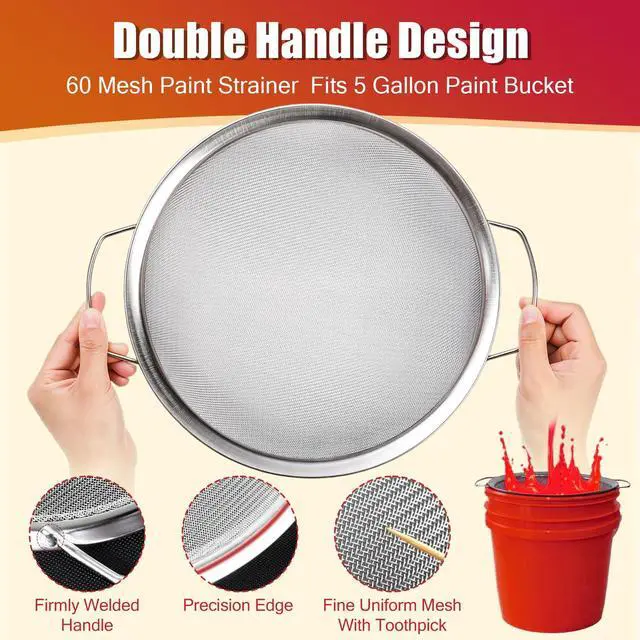 Alt view image 4 of 7 - Fine Mesh Paint Strainer 60 Mesh Stainless Steel Paint Filter Emulsion Honey Funnel Filter Cover Fits 5 Gallon Paint Bucket Filter Tool Insert Strains (1 pc)