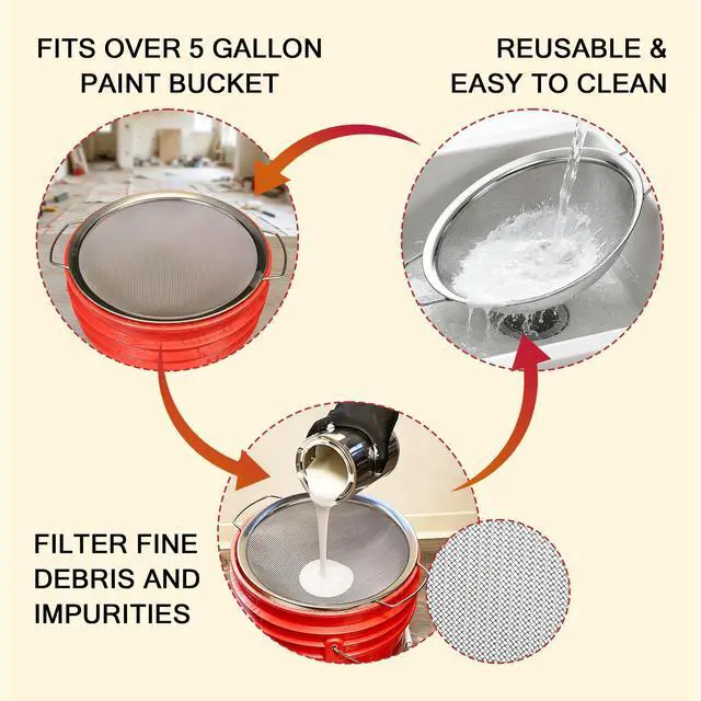 Alt view image 6 of 7 - Fine Mesh Paint Strainer 60 Mesh Stainless Steel Paint Filter Emulsion Honey Funnel Filter Cover Fits 5 Gallon Paint Bucket Filter Tool Insert Strains (1 pc)