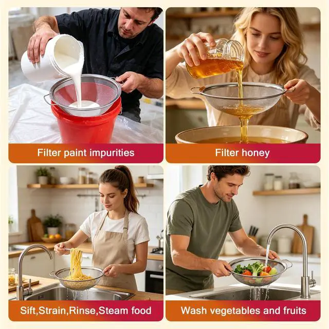 Alt view image 7 of 7 - Fine Mesh Paint Strainer 60 Mesh Stainless Steel Paint Filter Emulsion Honey Funnel Filter Cover Fits 5 Gallon Paint Bucket Filter Tool Insert Strains (1 pc)