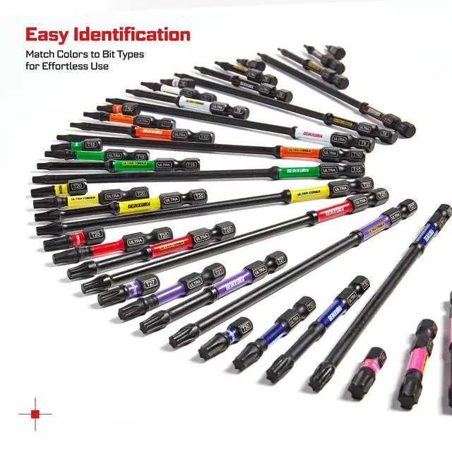 Alt view image 7 of 7 - Impact Torx Screwdriver Bits Set, 52Pcs Magnetic(T7-T40) S2 Steel 1/2/3/6 Long Extension Multi Star Driver Bits and 1Pc Bit Holder with Color Coded Base