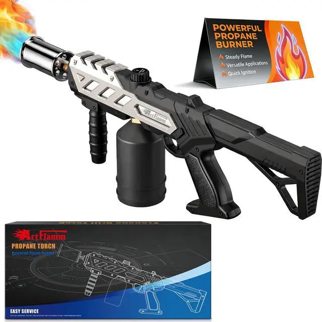 Main image of Powerful Propane Torch with Detachable Design, Kitchen Blow Torch Gun with Adjustable Flame, Torch Burner Flamethrower for BBQ, Charcoal Lighter, Campfire, Weeding (Tank Not Included)
