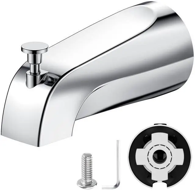 Main image of Tub Spout with Pull-Down Diverter, Leak Proof Slip Fit for 1/2" Copper Pipe | Smooth Diverter Switches Tub To Shower, Durable Metal, Repairs Leaks, Quick Filling, Easy DIY Bathroom Upgrade, Chrome