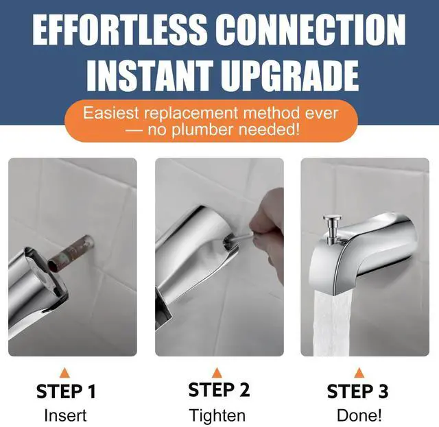 Alt view image 7 of 7 - Tub Spout with Pull-Down Diverter, Leak Proof Slip Fit for 1/2" Copper Pipe | Smooth Diverter Switches Tub To Shower, Durable Metal, Repairs Leaks, Quick Filling, Easy DIY Bathroom Upgrade, Chrome