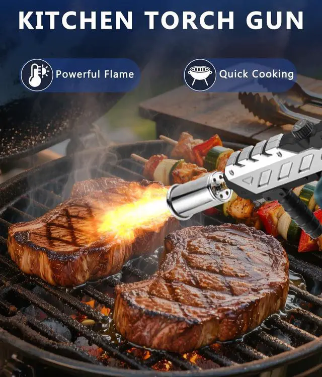 Alt view image 5 of 7 - Powerful Propane Torch with Detachable Design, Kitchen Blow Torch Gun with Adjustable Flame, Torch Burner Flamethrower for BBQ, Charcoal Lighter, Campfire, Weeding (Tank Not Included)