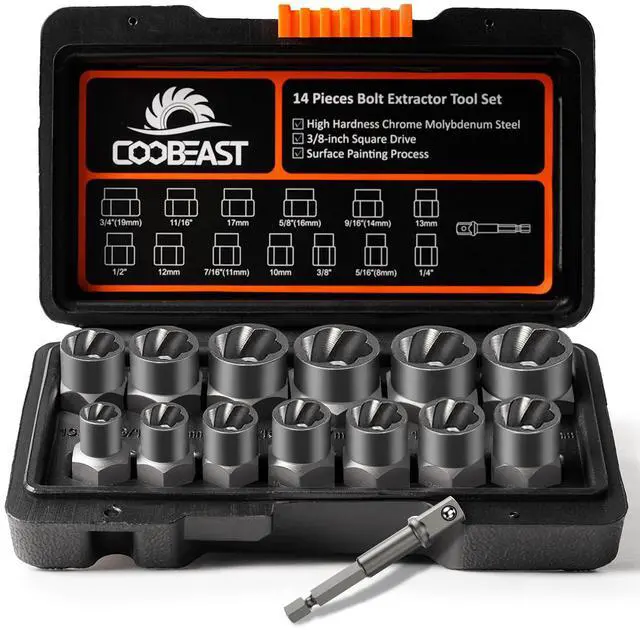 Main image of Bolt Extractor Kit,13Pcs Stripped Bolt Extractor Set for Impact Bolt&Nut | Heavy Duty,Durable&Resistant Damage,Multiple Size Options,Organized Box,Easy Out Bolts Nuts,Gifts for Men,Home DIY